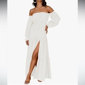Elegant Off-Shoulder White Maxi Dress